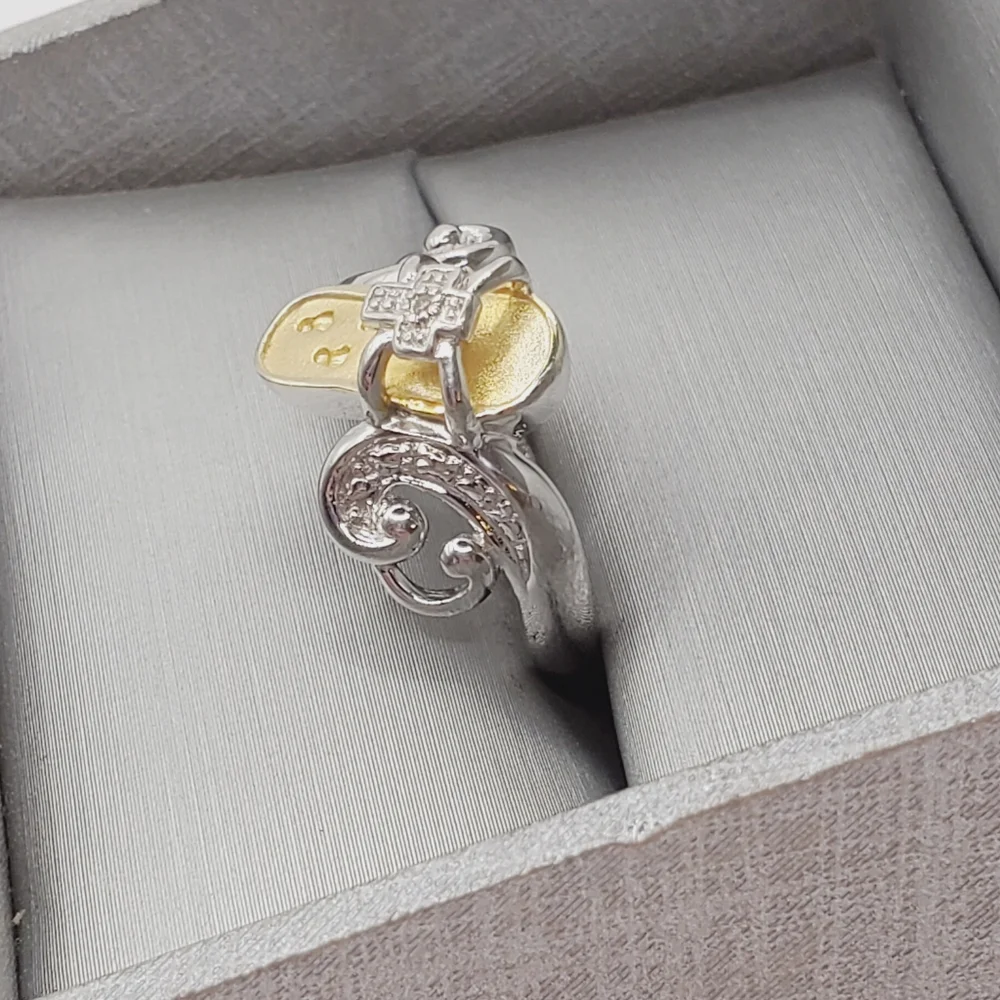Genuine Diamond Yellow Gold 925 Sterling Silver Sandle Flip Flop Footprint Ring